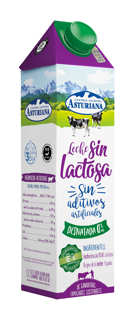leche desnatada sin lactosa asturiana para alimentación distribuidor en Castilla y León