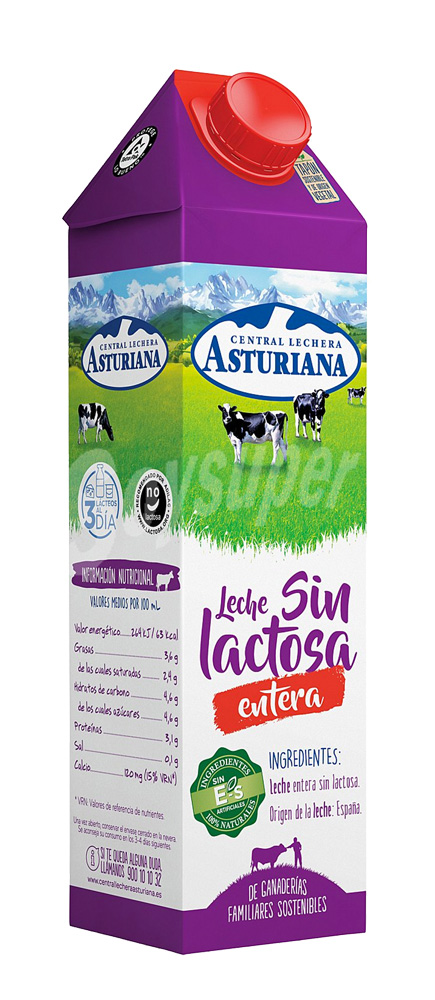 leche entera sin lactosa asturiana para alimentación distribuidor en Castilla y León
