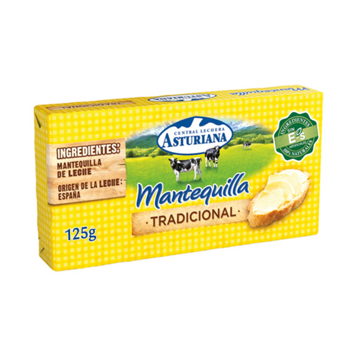 mantequilla pastilla 125 gramos asturiana para alimentación distribuidor en Castilla y León